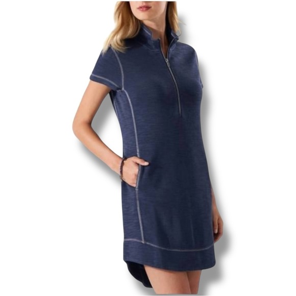 Tommy Bahama Dresses & Skirts - TOMMY BAHAMA Tobago Bay Half-Zip Short-Sleeve Dress - XL Ocean Blue